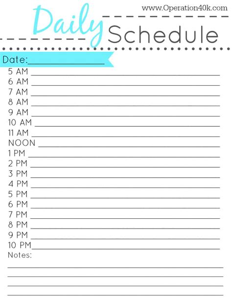 hourly daily calendar  calendar template collection