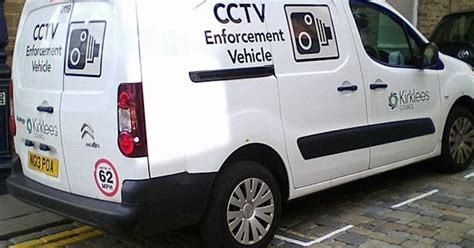 cctv parking enforcement van used to catch illegal parkers photographed sat on double yellow