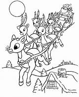 Coloring Santa Reindeer Pages Christmas Sleigh Rudolph Printable Kids Print Red Nosed Color Adults Santas Preschool Colouring Worksheets Sheets Claus sketch template