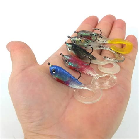 pcs fishing lure set soft lures mm length  weight bait   hook soft bait bass silicone