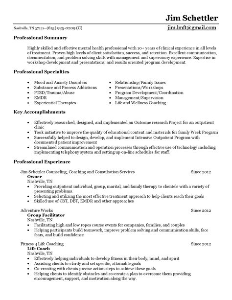 sample   professional resume counselor job description resume