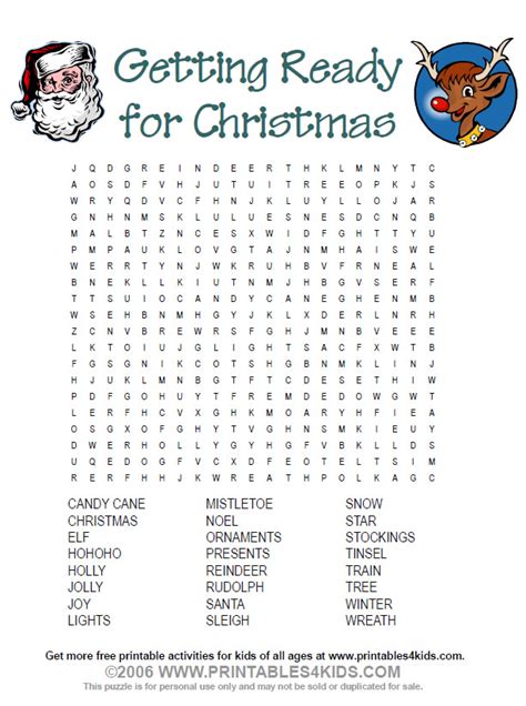 ready  christmas word search printables  kids  word