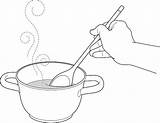 Stirring Pot Clip Hand Illustrations Vector Soup Line Stock sketch template