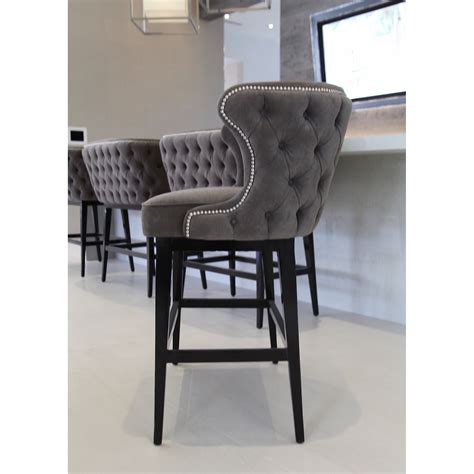 tufted gray bar stools  pair  ebonized barley twist tufted seat stools  images club