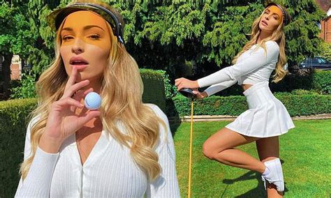 zara mcdermott puts on a racy display in sexy golf whites despite