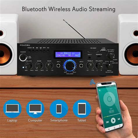 pyle  audio stereo receiver wireless bluetooth power amplifier home entertainment system