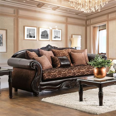 furniture  america maldino traditional style intricate wood carved sofa walmartcom