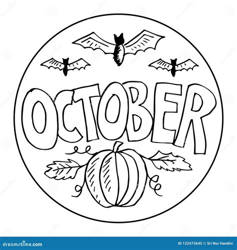 october coloring pages  kids stock vector illustration