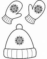 Coloring Hat Winter Mittens Popular sketch template