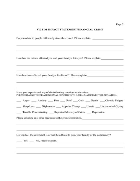 Victim Impact Statement Sample Form Free Download