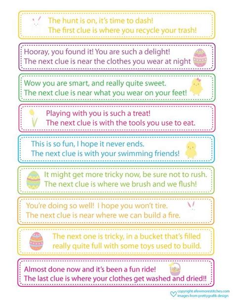easter egg hunt free printable clues with images