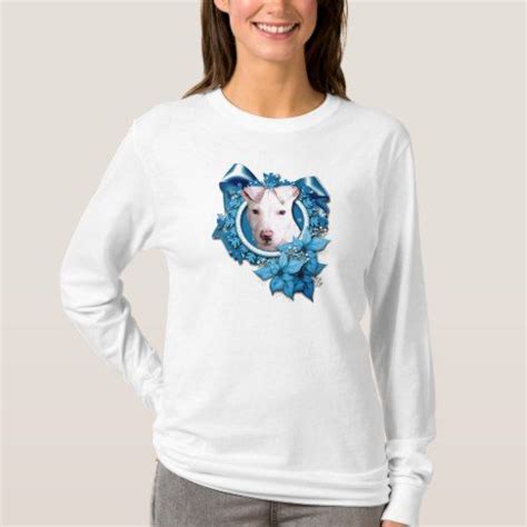 christmas blue snowflake pitbull petey  shirt zazzlecom