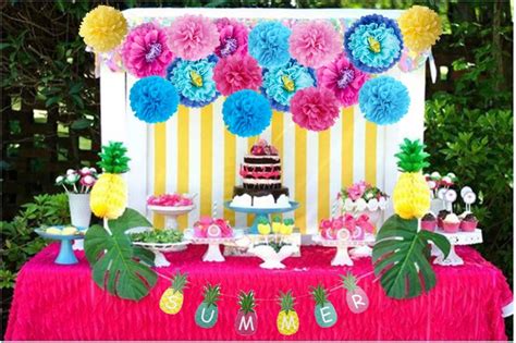 Hawaiian Party Decorations Colorful Paper Pompoms Flower