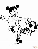 Soccer Girl Football Coloring Pages Play Plays Drawing Player Printable sketch template