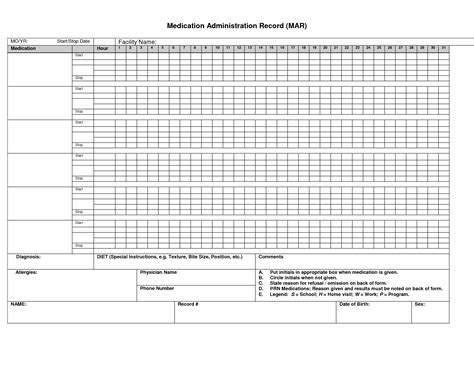 printable medication administration record medication