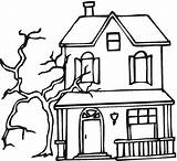 Haunted Coloring House Pages Printable Kids sketch template