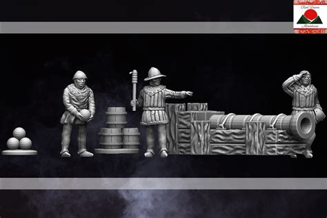 mm medieval cannon  artillery crew wargamingd