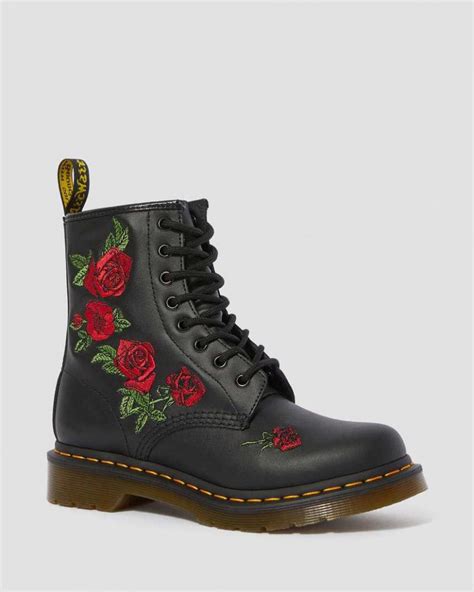 dr martens originals boots  vonda floral leather lace  boots black softy  womens