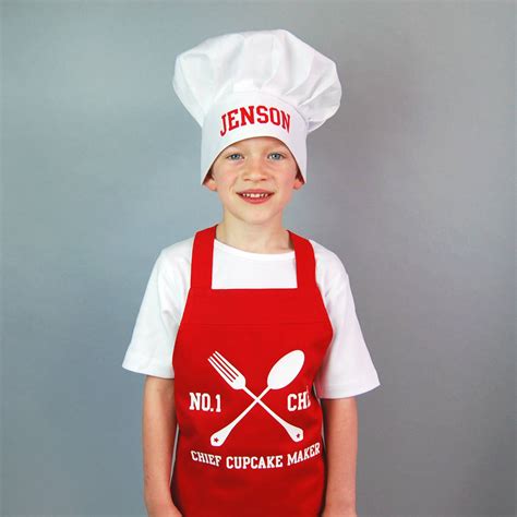 personalised childrens apron  chef hat set  simply colors