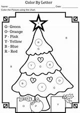 Christmas Coloring Color Letter Pages Worksheet Tree Printable Worksheets Kids Letters Preschool Kindergarten Print Code Activities Printables Number Alphabet Sheets sketch template