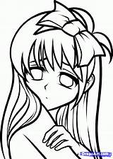 Coloring Anime Pages Cute Face Girls Popular sketch template