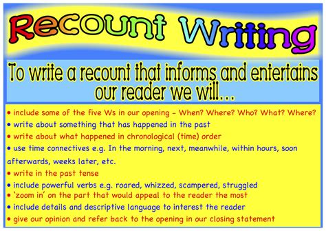 classroom treasures recount writing