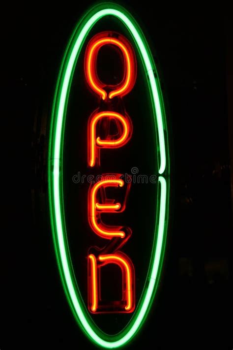 neon open sign stock photo image   oval green