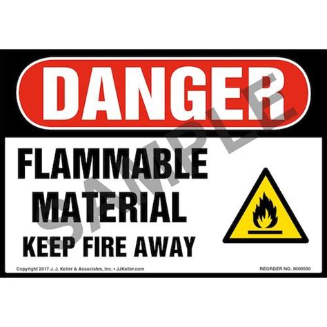 danger flammable material  fire  label osha