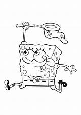 Spongebob Coloring Jellyfish Pages Colored Catch sketch template