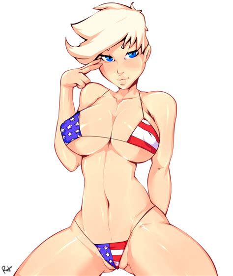 rule 34 1girl american flag american flag bikini areola bikini blonde hair blue eyes breasts