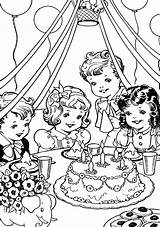 Party Birthday Coloring Pages Martha Netart Kids Part sketch template