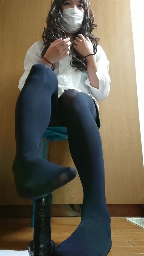 japanese crossdresser black tights foot fetish tranny