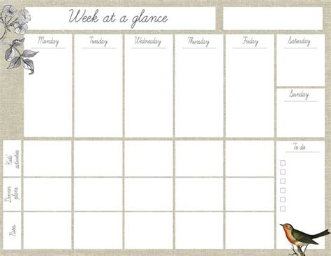 lovely   printable week   glance planner