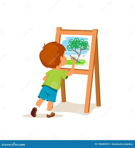 boy drawing picture stock vector illustration  isolated
