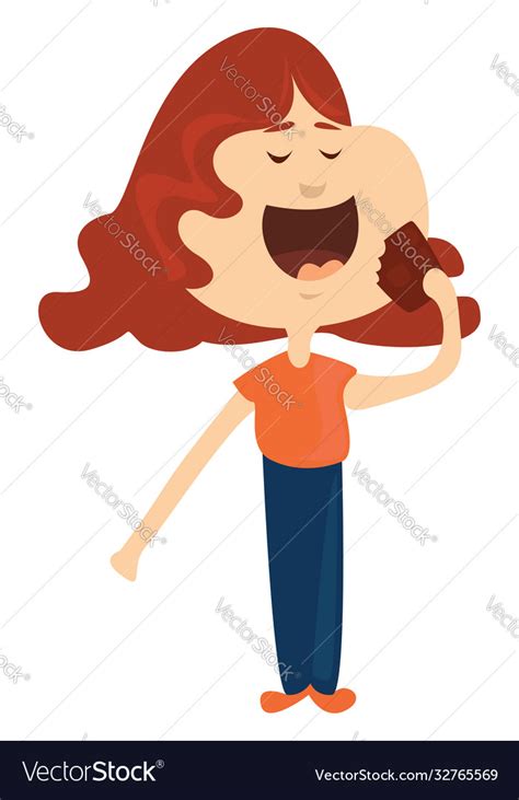 girl eating chocolate on white background vector image