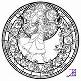 Disney Coloring Pages Mandala Glass Stained Adult Adults Line Deviantart Printable Akili Amethyst Princess Cruise Book Ship Hearts Kingdom Sheets sketch template