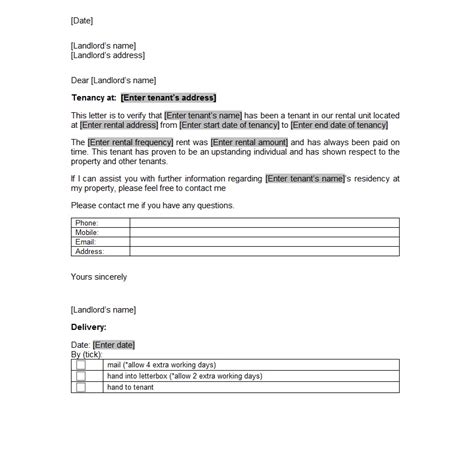 tenant reference letter template sample