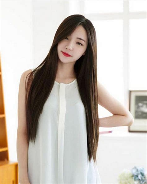 K Style Straight Long Hair With Bangs Korean Style