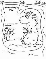 Groundhog Coloring Pages Printable Happy Worksheet Ground Hog School Underground Worksheets House Sheet Shadow Teachers Drinking Mouse Chocolate Hot Church sketch template