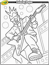 Coloring Pages Rock Roll Band Crayola Guitarist Lead Kiss Kids Guitar Color Star Clip Drawing Printable Music Sheets Rockstars Popular sketch template