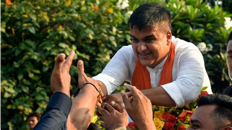 gujarat election   home minister harsh sanghavi wins  huge