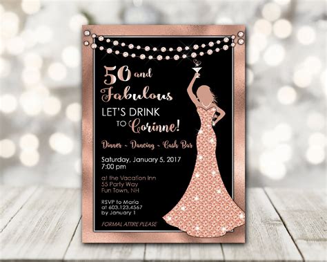 invitations announcements black rose gold floral birthday celebration