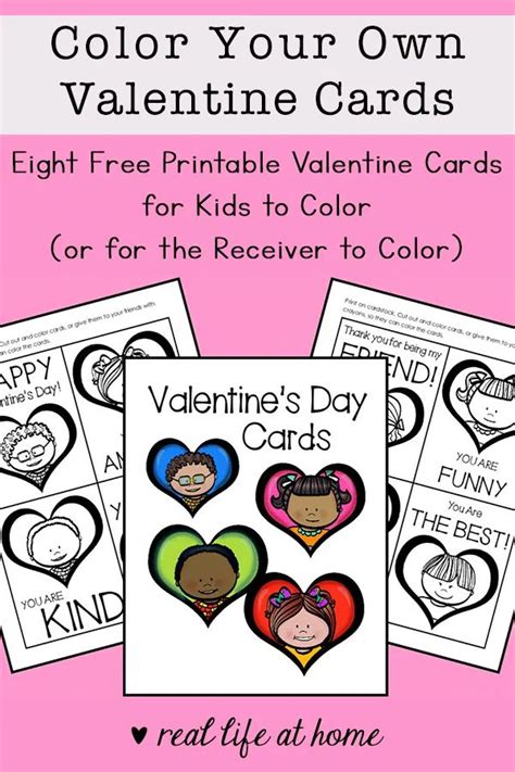 printable valentine cards  color  kids set   cards