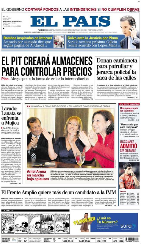 periodico el pais uruguay periodicos de uruguay edicion de miercoles  de abril de