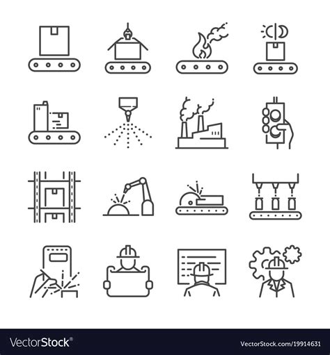 manufacturing  icon set royalty  vector image