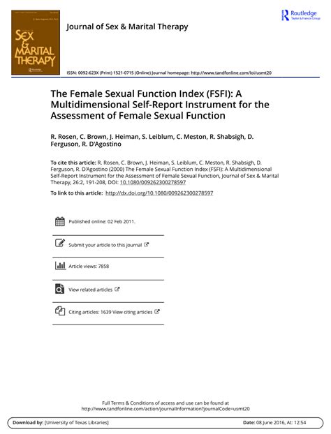 Pdf The Female Sexual Function Index Fsfi A