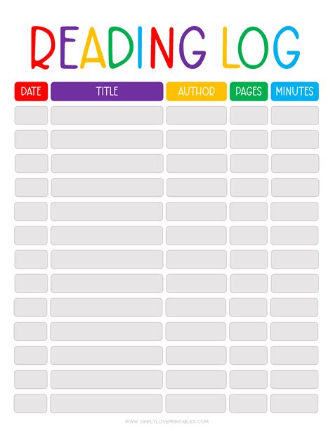 printable reading logs  kids simply love printables