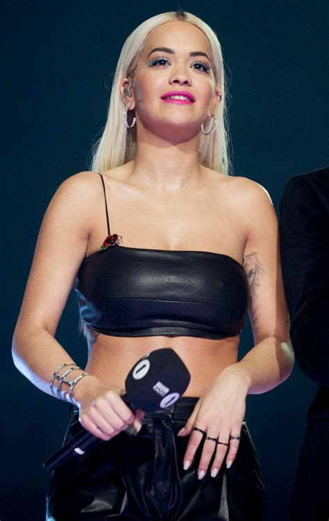 rita ora oozes sex in leather crop top and trousers at radio 1 teen awards mirror online