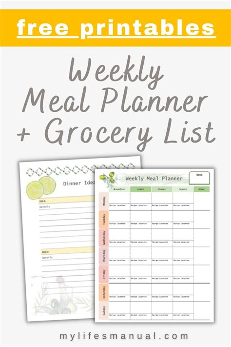 pin   meal planning printables