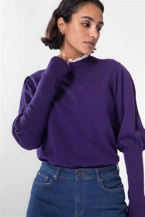 paarse fijngebreide trui